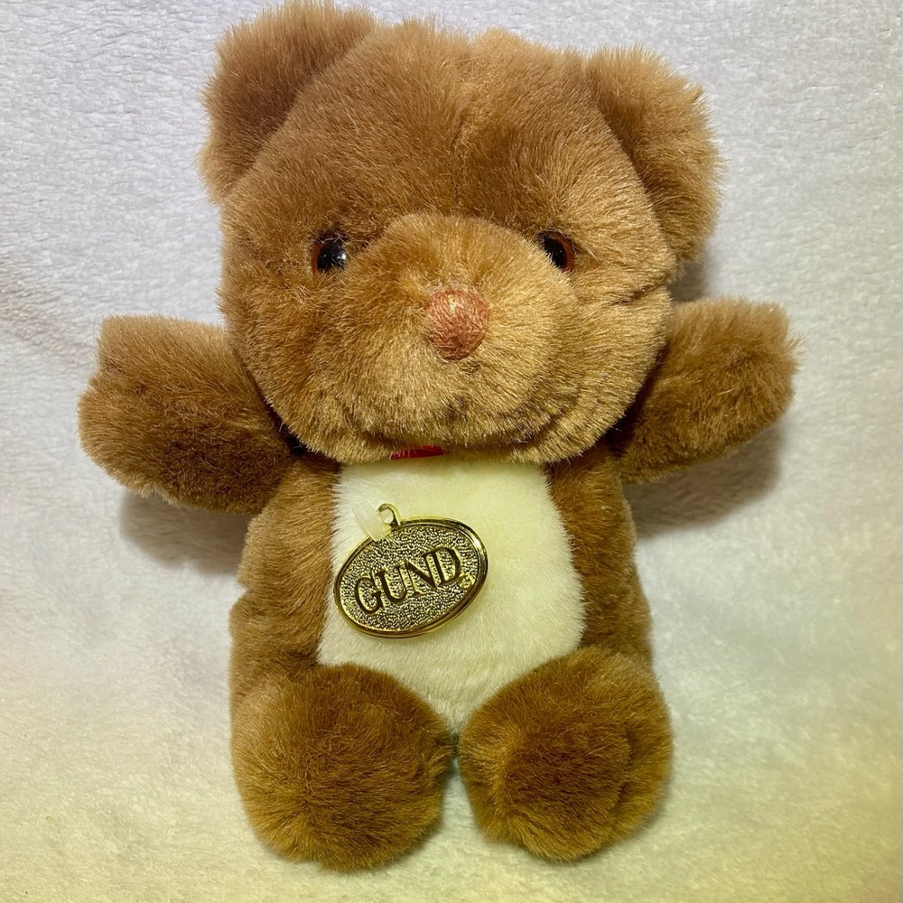 Vintage 1986 Gund Mini Teddy‎ Bear Brown with White Belly Plush 7"